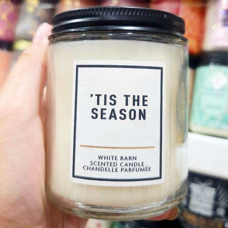 BATH &amp; BODY WORKS BBW TIS THE SEASON MADE WITH ESSENTIAL OILS WHITE BARN 1 SINGLE WICK SCENTED CANDLE 198 G PENGHARUM RUANGAN