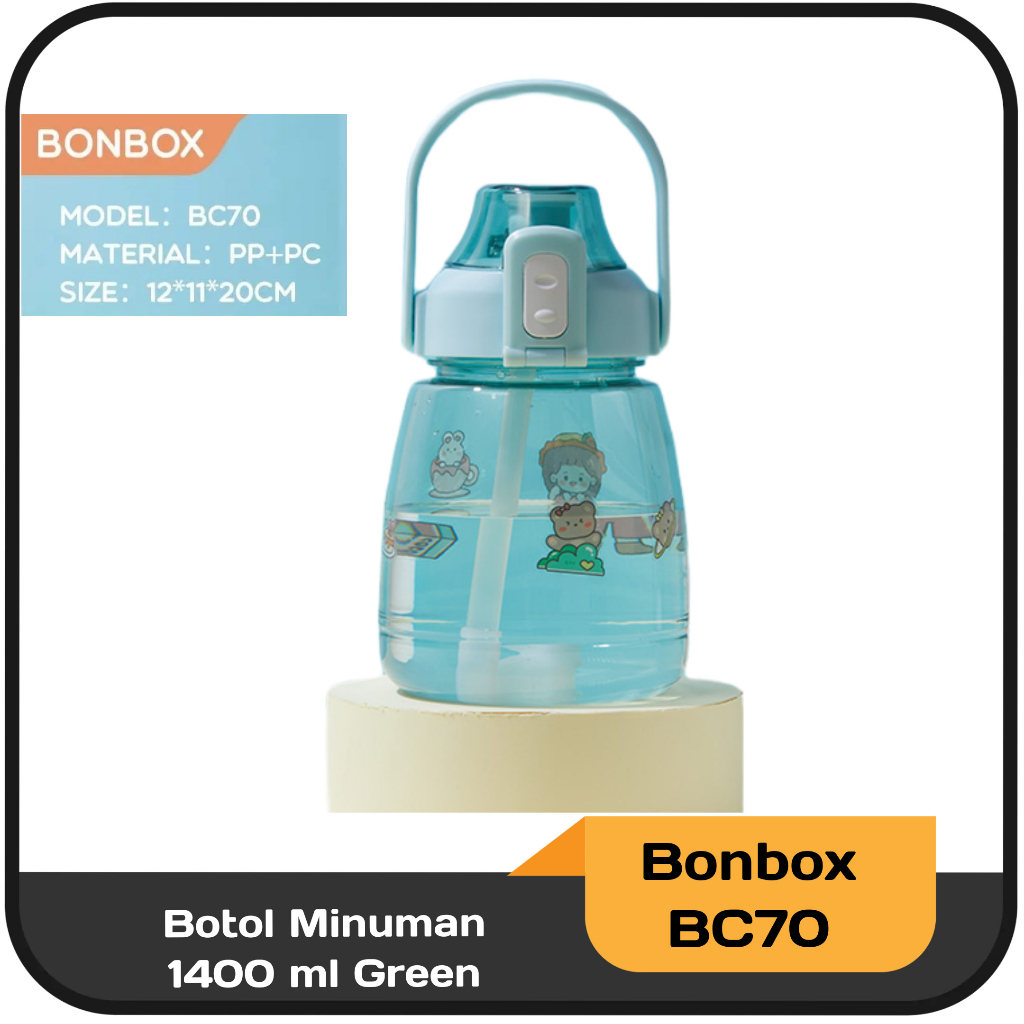 Botol Minum 1400ML Bonbox BC70 Bahan PC Food Grade - Green