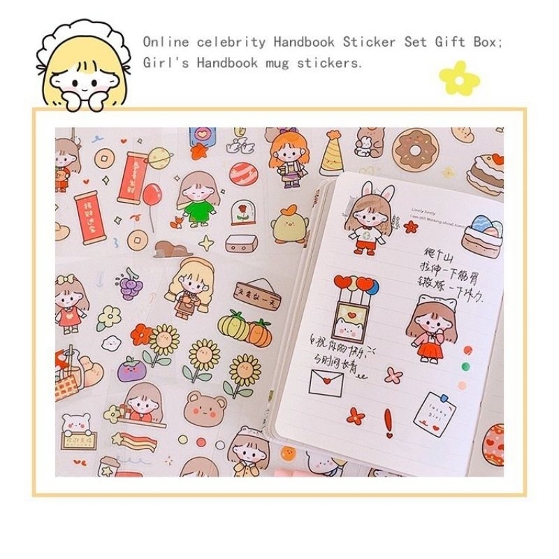 Stiker Box isi 200 lembar - Mainan Sticker Korea Lucu Anti Air Dekorasi Handbook Scrapbook DIY Waterproof M327