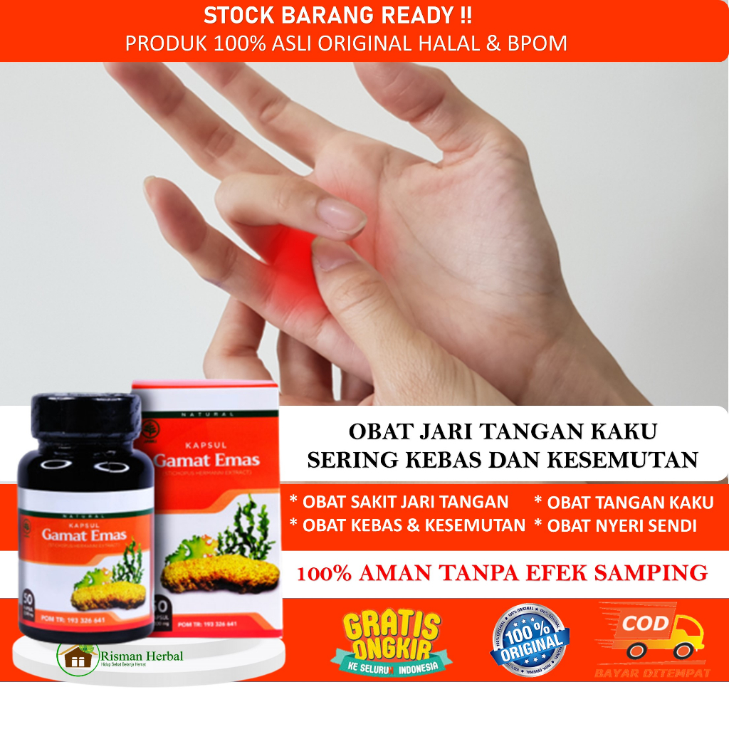 Obat Kebas Kesemutan Di Kaki Tangan Telapak Tangan Herbal Qnc Jelly Gamat & Kapsul Gamat Emas Isi 50