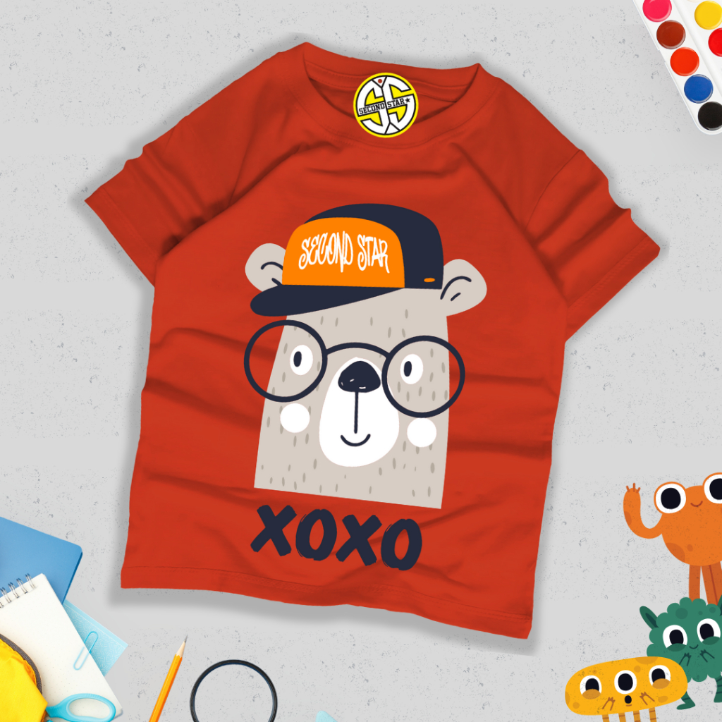 Second Star baju anak laki-laki perempuan unisex Kaos oblong 1 - 12 tahun bear lucu