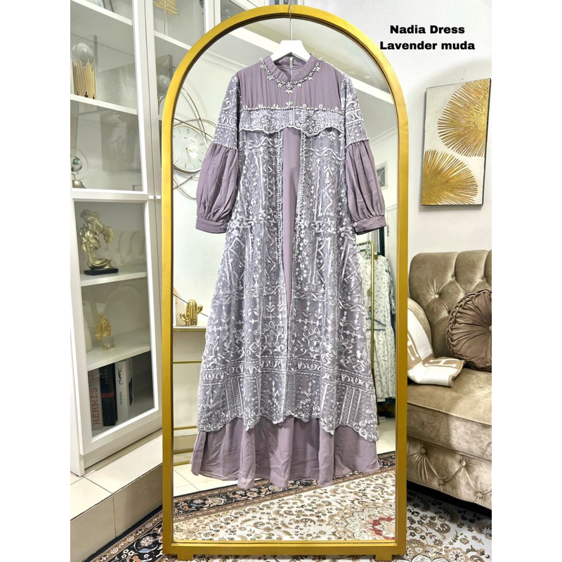 Permata Olshop / Kebaya Gamis Nadia JN / Gamis Kondangan / Gamis Bridesmaid / Gamis Kebaya Tulle  Bordir