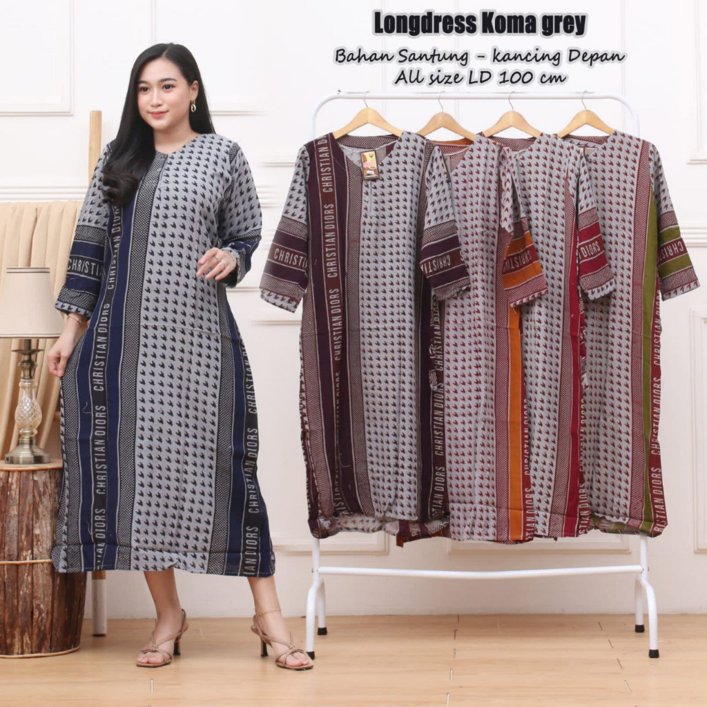 Long Dress Lengan Panjang Update Motif Terbaru Nyaman Regular Standar  Busui Friendly - Home dres daily harian kekinian murah rayon adem viral new by batik sulmit