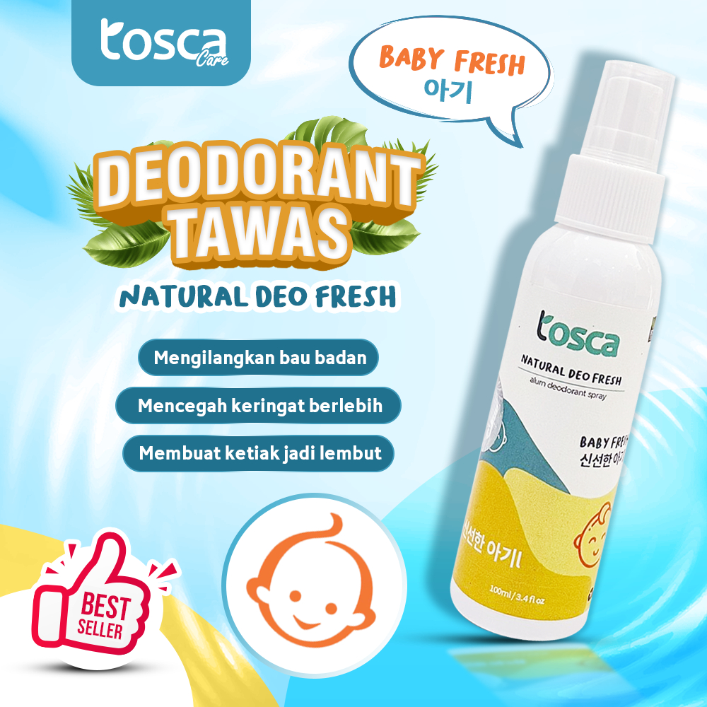 Natural Deodorant Spray 100ml Tosca Deo Baby Fresh Tawas Cair Ampuh Mencegah Bau Ketiak Non Alkohol