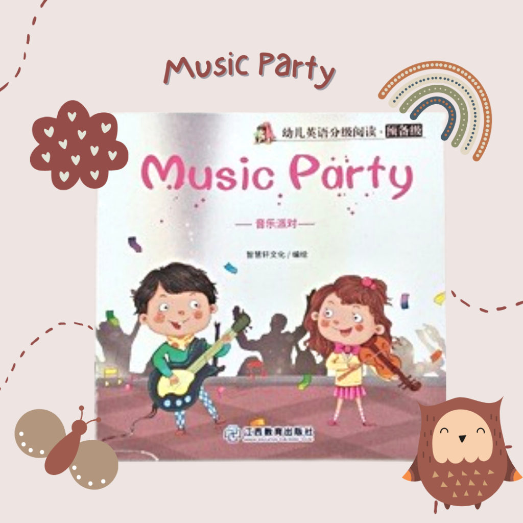 Buku Cerita Anak bergambar Import MUSIC PARTY Paperback Smart Book Bahasa Inggris dan China