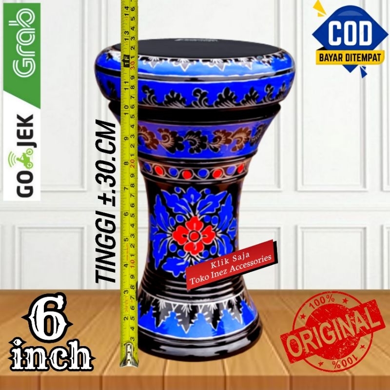 Darbuka Kayu Atau Gendang Mini 6 inch Hitam Biru Power Beat