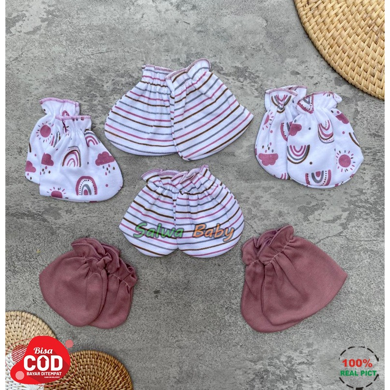 Isi 3 PCS Sarung Tangan Dan 3 PCS Sarung Kaki Bayi Baru Lahir Seri Dusty Pink Usia 0-3 Bulan Anababy