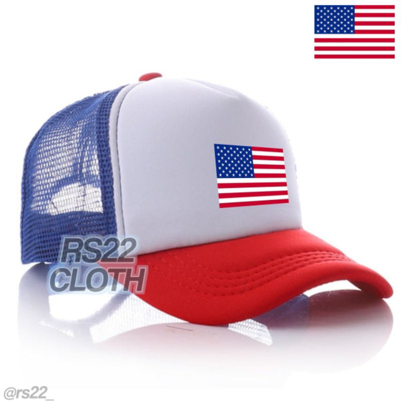Topi USA Amerika Serikat Trucker Jaring Premium Pria Wanita