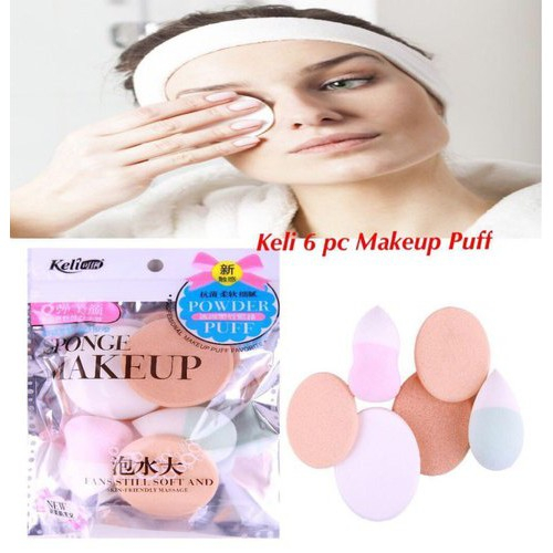 Spons Make Up Sponge Beauty Blender Isi 6 Pcs Puff Halus Dan Lembut