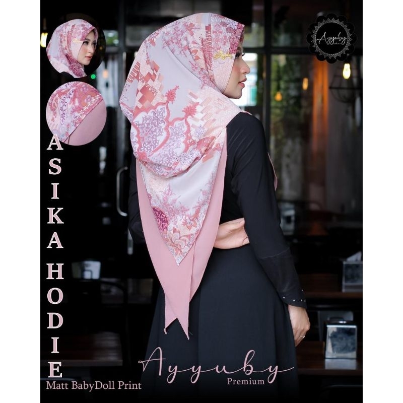 HIJAB HOODIE ASIKA MOTIF ABSTRAK ORI AYYUBY
