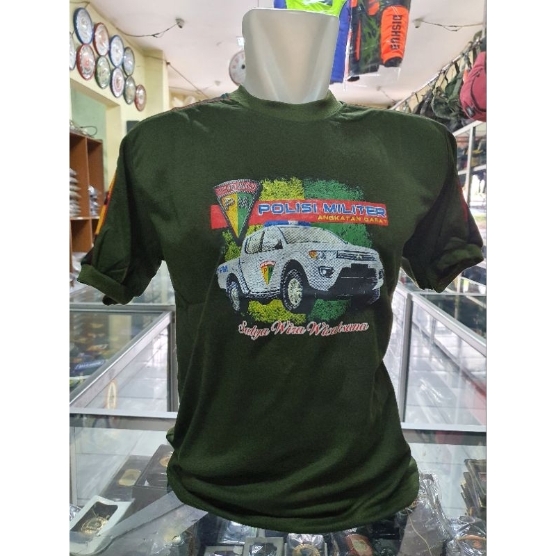 kaos kombinasi Polisi Militer Hijau Mobil | kaos dalaman dewasa Army Logo