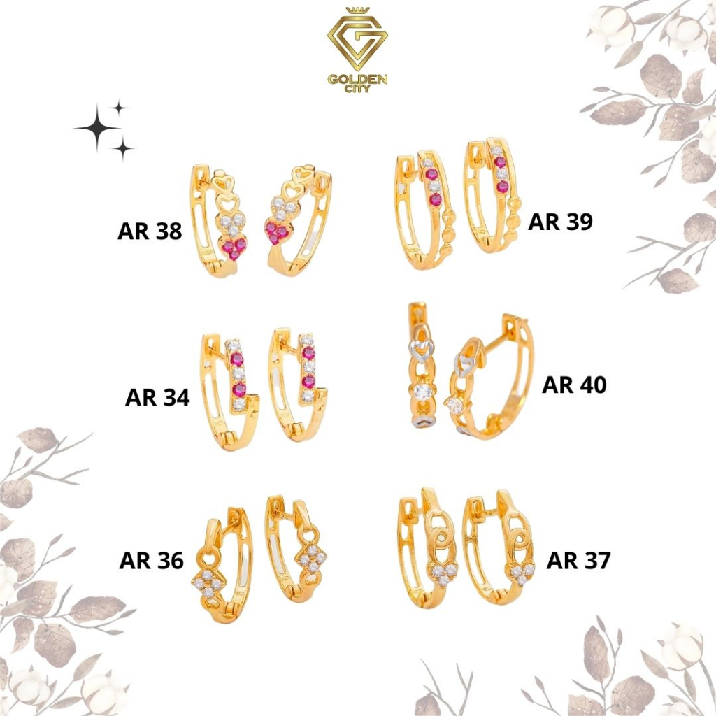 Anting emas murni model jepit kadar 375(8k)anting wanita 1,5 gram anting jepit