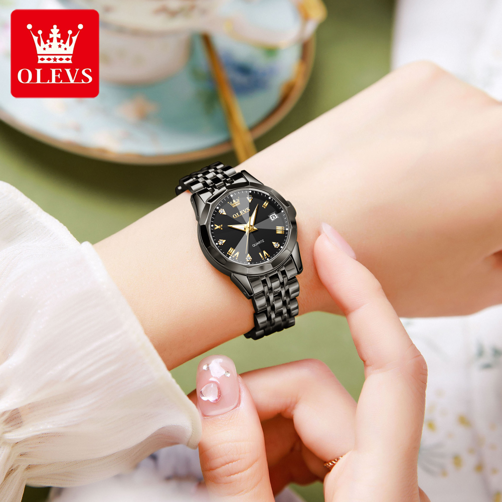 (Best) OLEVS Jam Tangan Wanita Anti Air Original Cewek Kalender Bercahaya Analog Luminous Stainless