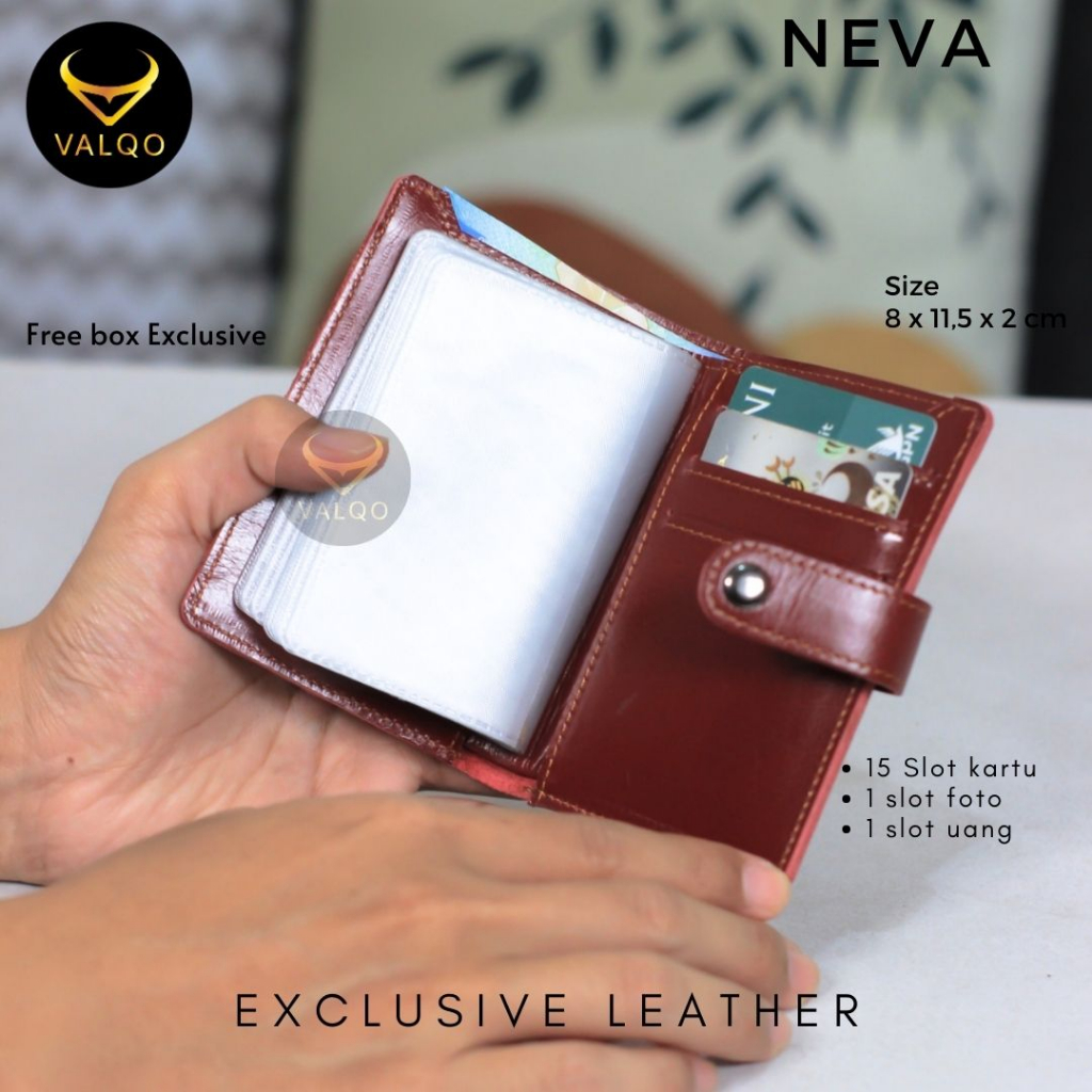 [VALQO] NEVA Dompet kartu Kulit sapi Dompet Kecil Dompet Wanita Dompet Pria Dompet Kartu Nama ID Card Holder