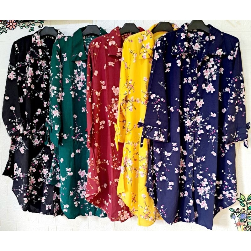 ATASAN LONG TUNIK WOLFIS//HAI-HAI MOTIF KEMBANG*