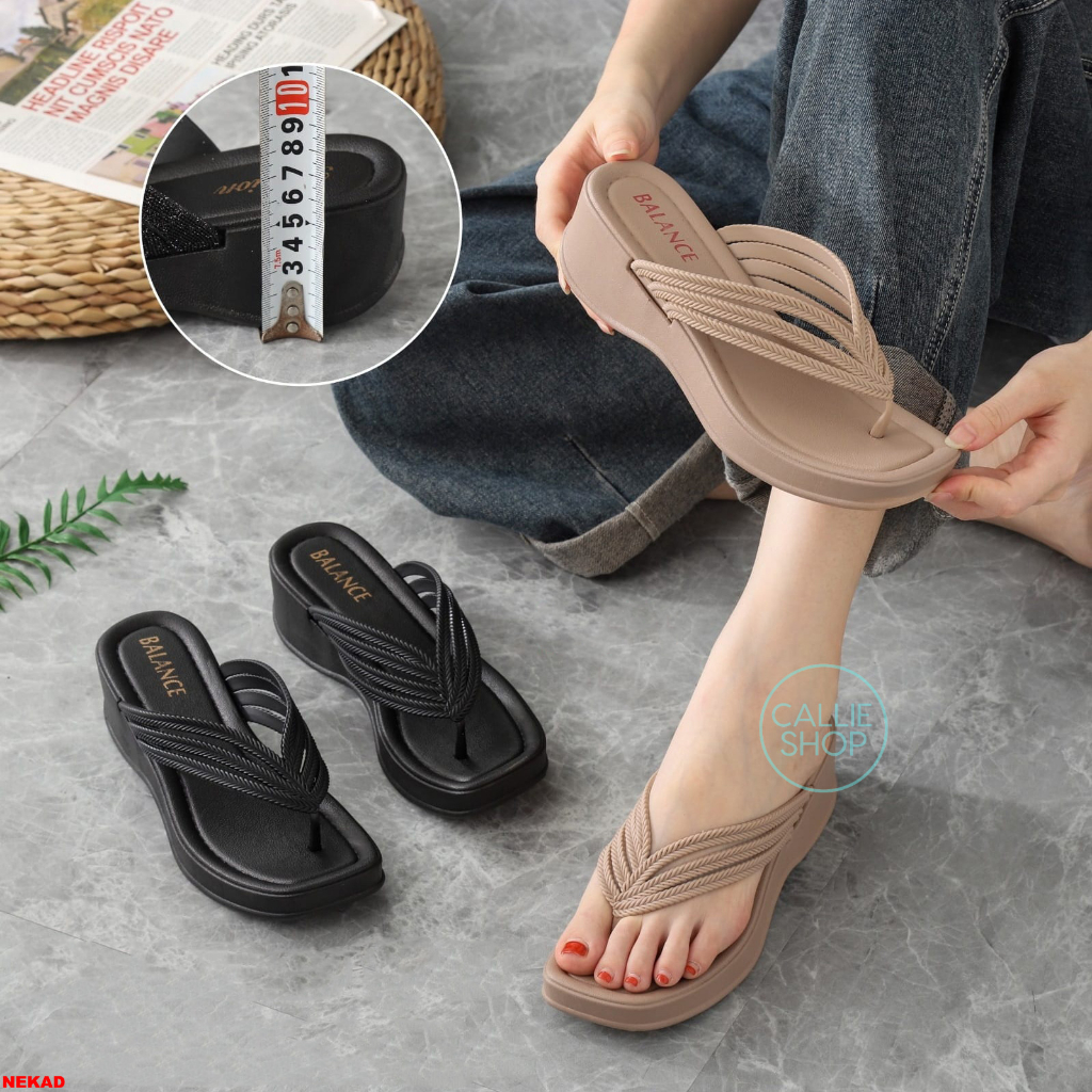 Sandal Wedges 5 cm Jepit Tali Motif Jelly 2226-D18 WGJPPDI