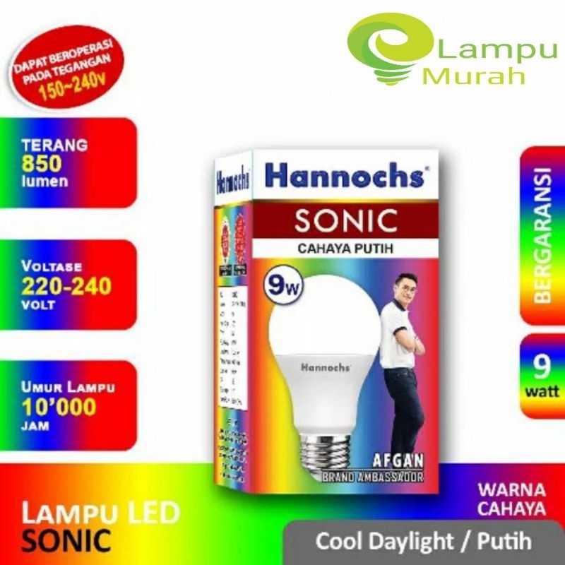 Lampu Led HANNOCHS SONIC 9 Watt - Led A Bulb Hannochs Sonic 9 Watt Cahaya Putih - Kuning