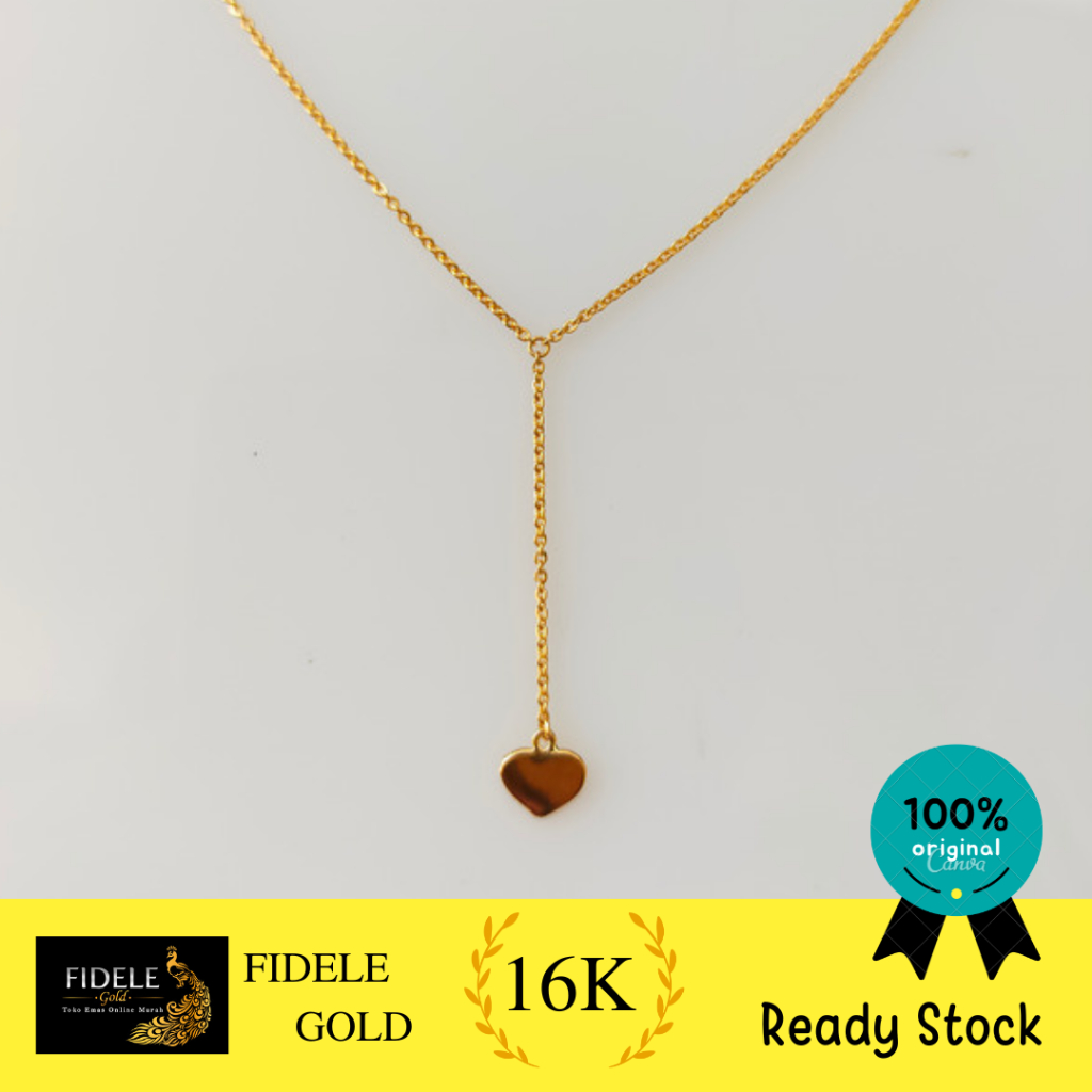Kalung trixie hati love ayugold fashion emas asli kadar tua 700