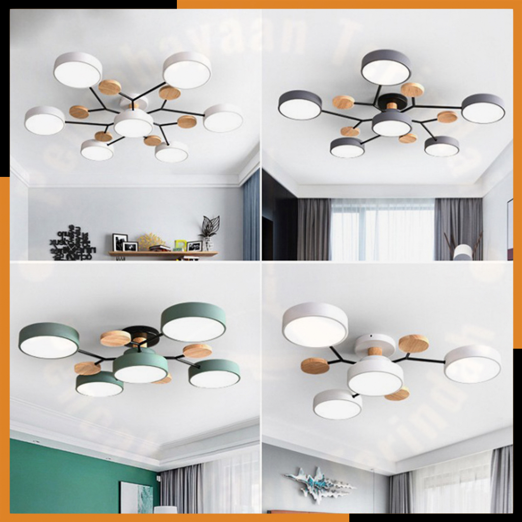 3 Warna Lampu Gantung LED Nordic Modern Minimalis Lampu Gantung Sederhana Lampu Langit-langit Gaya Ruang Tamu Dapur Lampu Gantung Putih Bola Kayu Lampu Gantung LED/Lampu Gantung Kamar