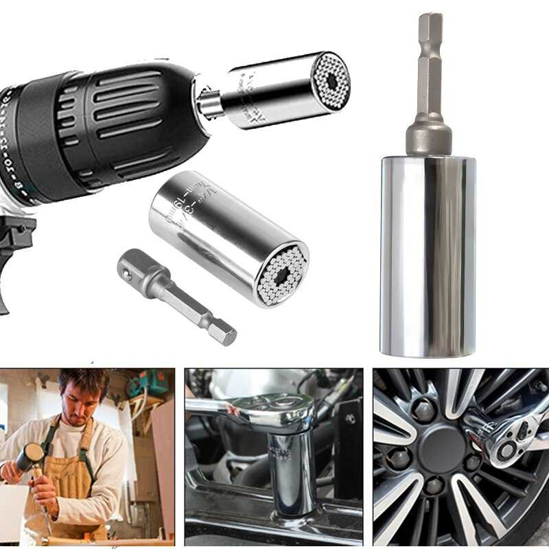 Set Kepala Gator Grip Universal Torque Wrench 7-19mm Perkakas Pengencang Baut Mur Sekrup Berkualitas