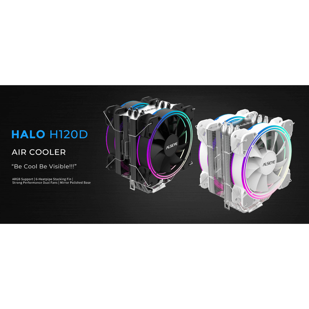 Fan processor gaming alseye Amd Intel lga 6 heat pipe 2 fan 120mm rgb with bracket lga 1200 1700 2011 H120D - Cpu cooler heatsink h120-d