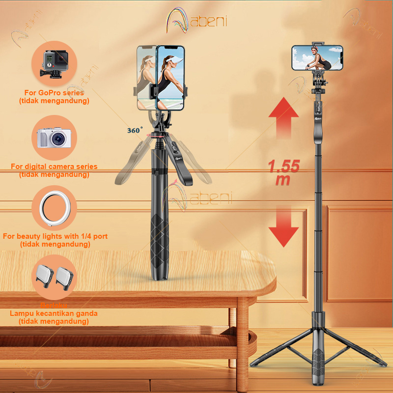 Abeni L16 Tongsis Tripod Bluetooth Selfie Stick Remote Tripod HP Kamera DSLR Tongsis 1550MM dengan 1/4 Adaptor