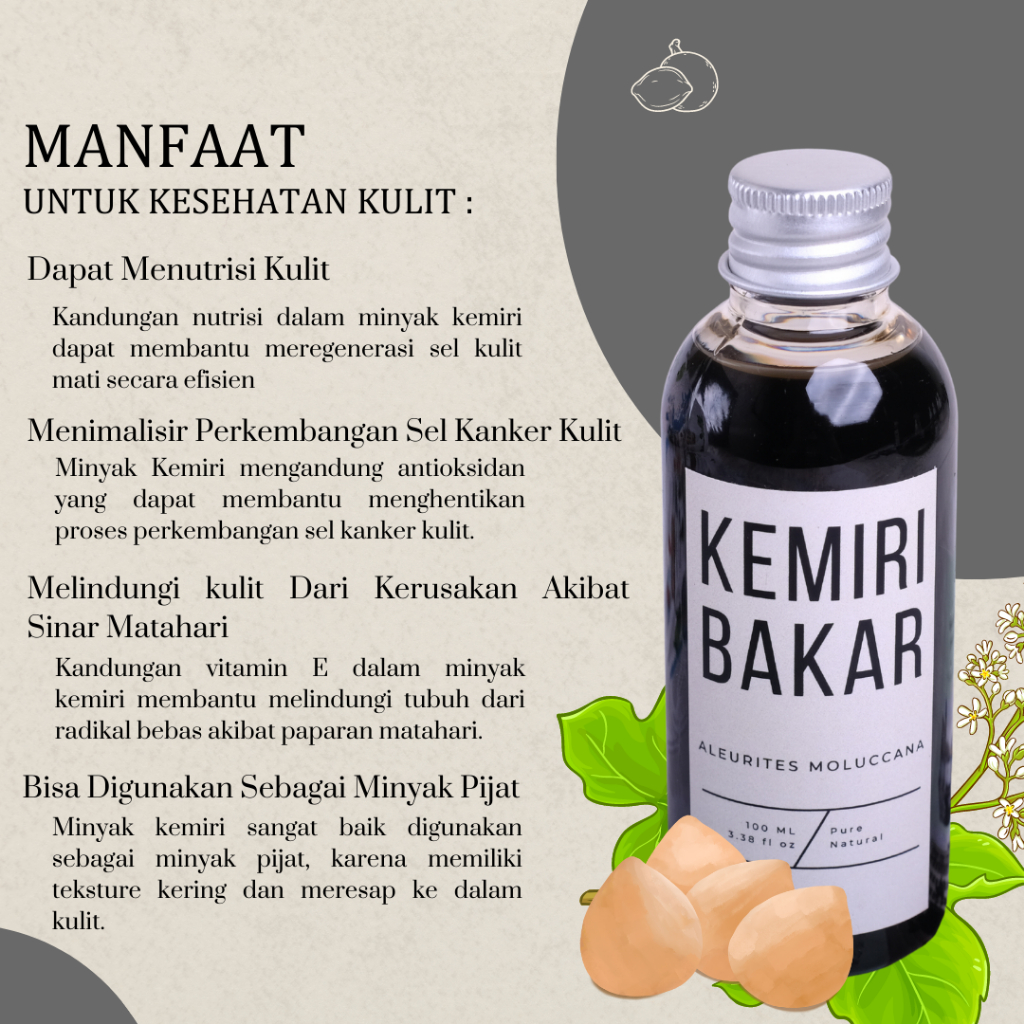 Minyak Kemiri Bakar 100% Murni Serum Rambut dan Alis