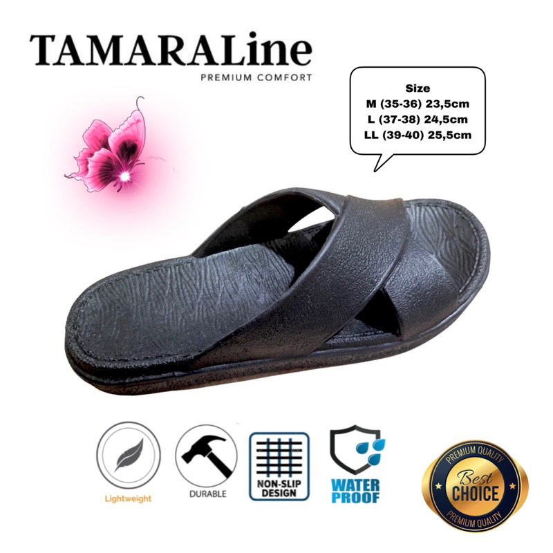 Sandal Selop Karet Casual Wanita Dewasa Remaja Anti Air Licin Slip Premium Lentur Empuk Ringan Santai Rumah Taman Kamar Mandi Indoor Outdoor Murah Promo TamaraLine 227W