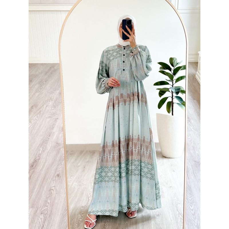 Madha Maxi Dress - Gamis Motif Etnik Warna Pastel Cantik Bahan Pretty Women Ethnik dress premium Adh