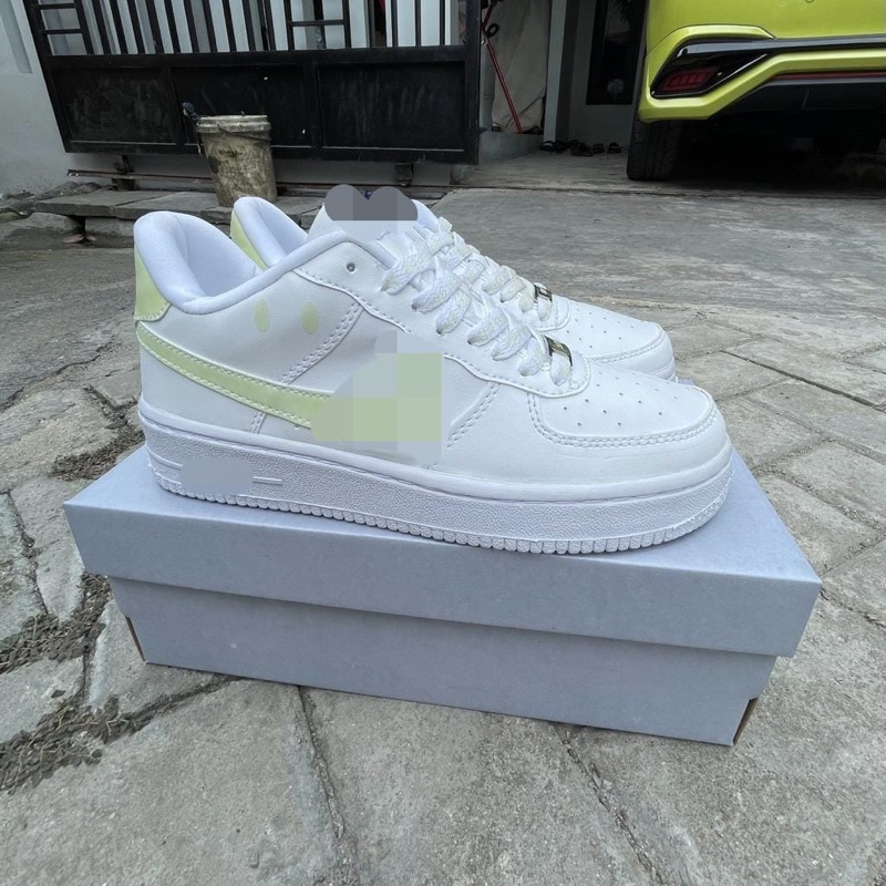 SEPATU PRIA WANITA A1R FORC3 1 ONE GLOW IN DRAK SNEAKERS CUSTUM LIGHTNING SEPATU KASUAL PUTUH WHITE SEPATU GAYA MASA KINI