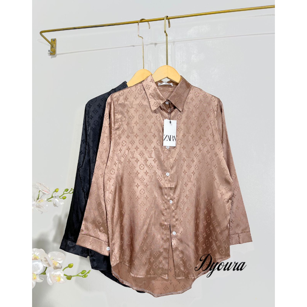 LD 120 kemeja branded premium satinkemeja satin/ kemeja wanita lengan panjang/ kemeja branded terbaru/ kemeja satin premium