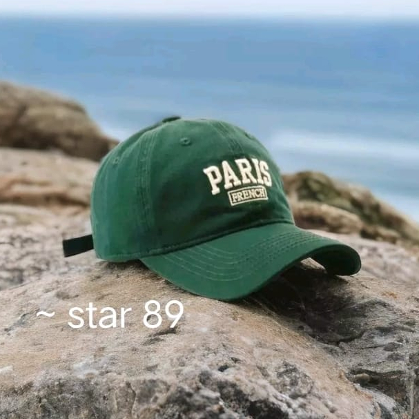 COD - Topi Unisex Cap Hat Cotton Material Bordir PARIS Terbaru Baseball Fashion Cap Korean Trendy