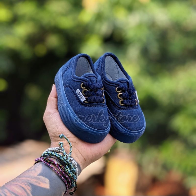 Sepatu anak laki anak perempuan autentik navy sol navy tali