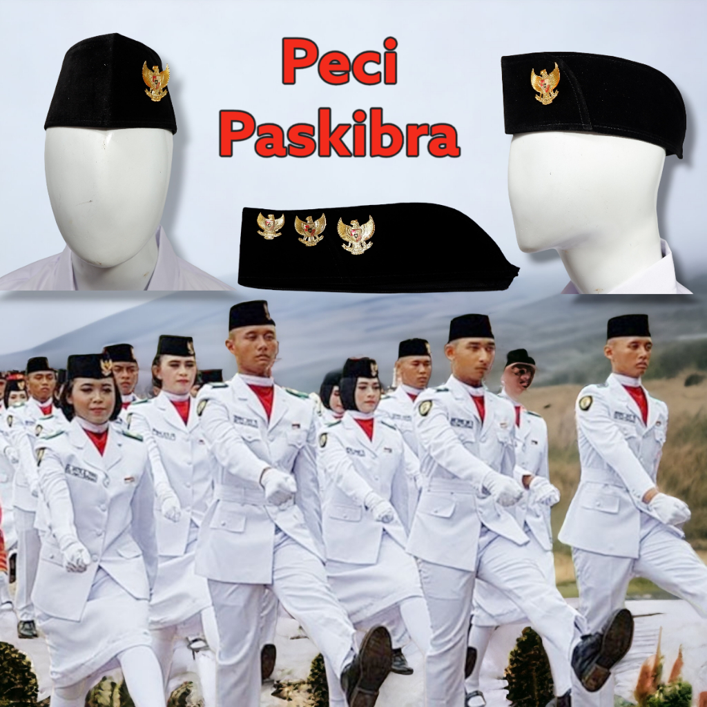 Peci Topi Kopiah Paskibra PIN Garuda Putra Putri Songkok Paskibraka Cowok Cewek