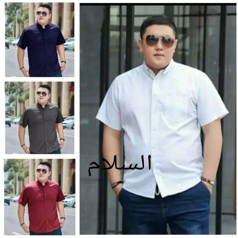 kemeja jumbo pria lengan pendek XXXL-5XL