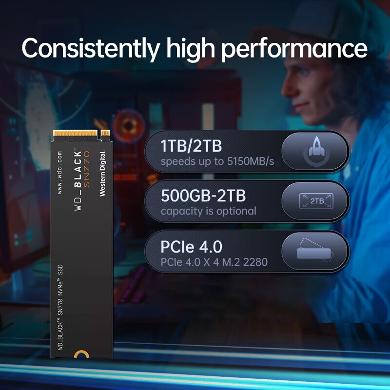 Western Digital WD SN770 2TB SSD NVMe M.2 Gen4 PCIe 4.0 for PS5 PC Laptop
