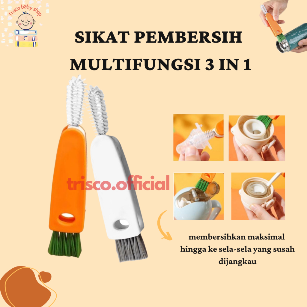 Sikat Cuci Tutup Botol 3 in 1 multifungsi Celah botol dan dot model wortel