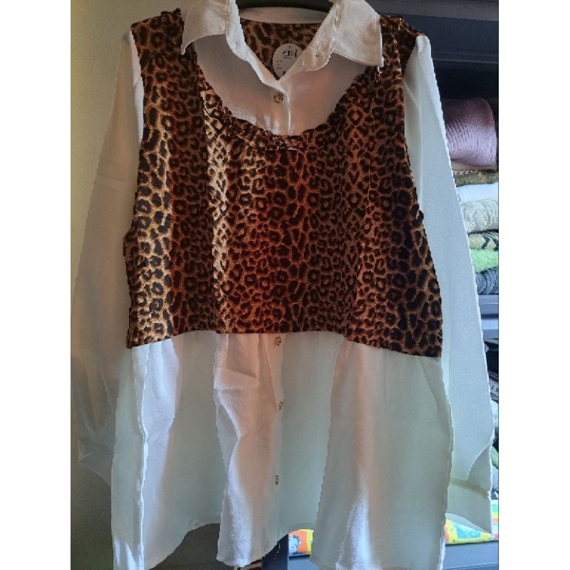 Blouse sifon motif belang