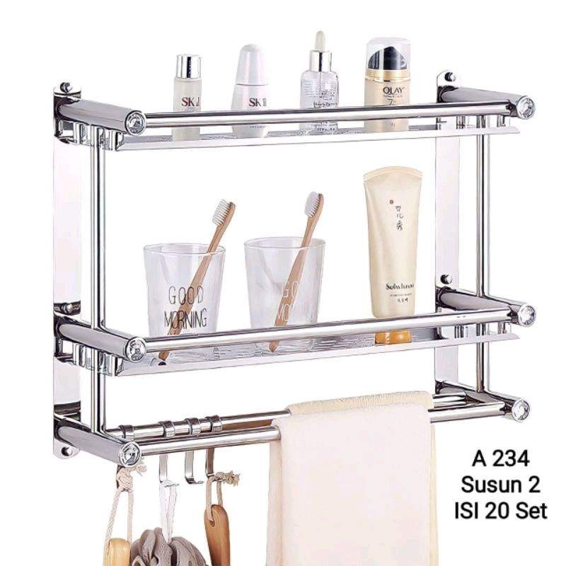 Rak Kamar Mandi Stainless Rak Bumbu Dapur Stainless Steel Rak Tempel Gantung Rak Handuk
