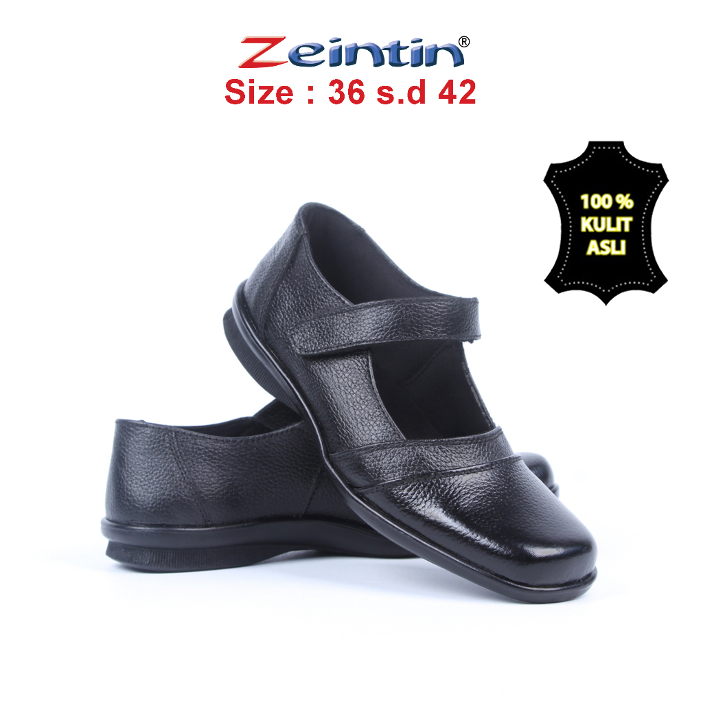 Zeintin - Sepatu Pantofel Wanita Bahan Kulit Asli Sepatu Paskibra Sepatu Sliop On Wanita Sepatu Pantofel Kerja Wanita Formal Original Zeintin BJ