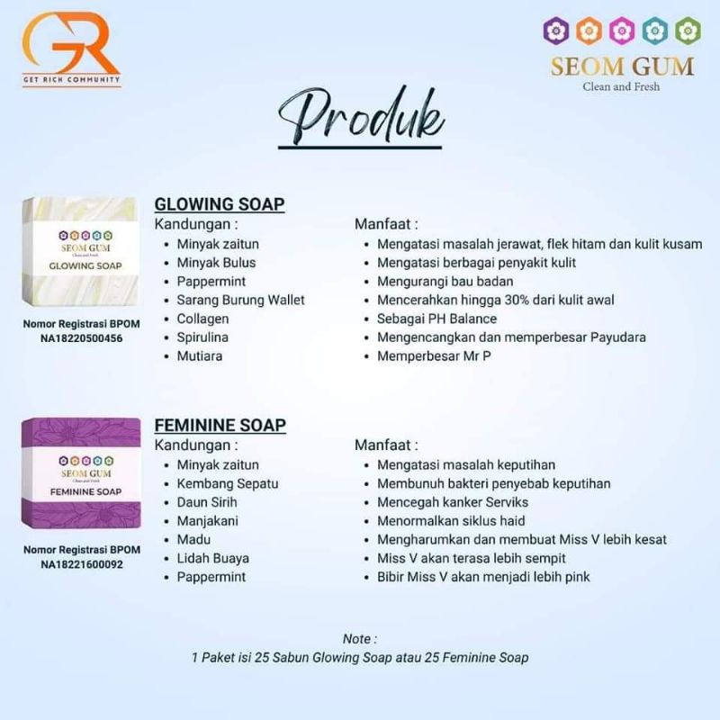 Sabun Seom Gum Glowing soap Seom Gum Feminime 100% Original