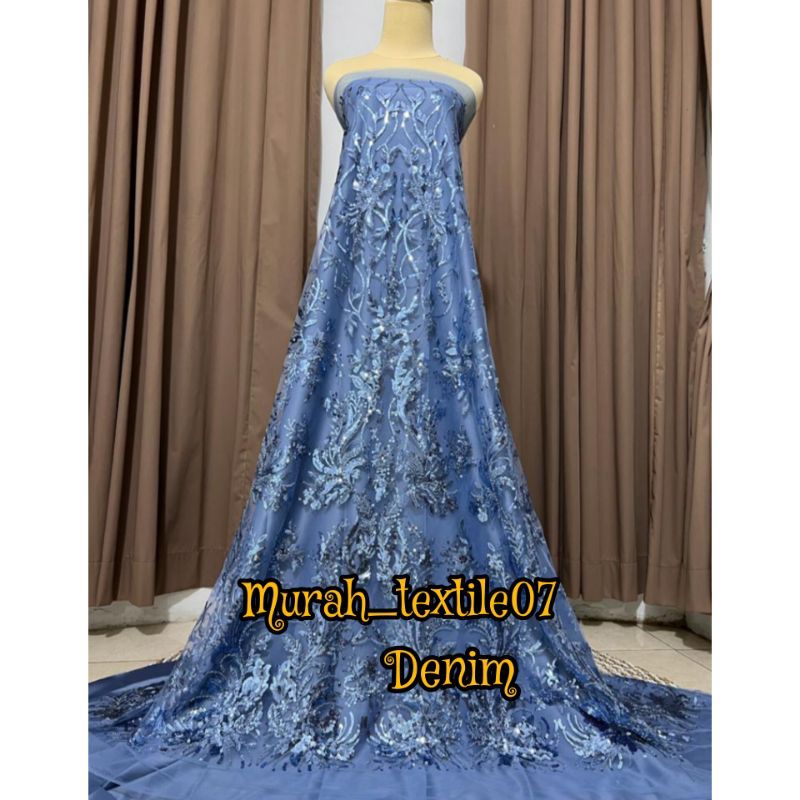 Kain Tile Payet Mutiara /Payet Mewah/Bahan kebaya harga per 0, 5m