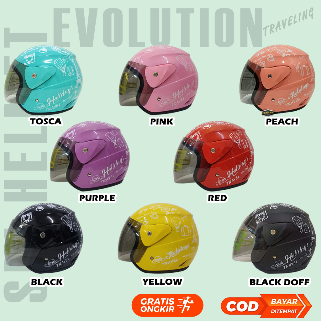 SRZ Half Face Evolution Motif Traveling Mirip Gm Evo