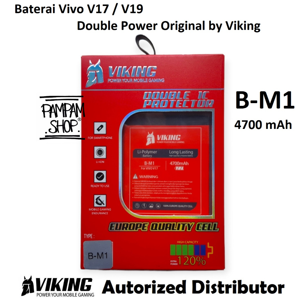 Baterai VIKING Double Power Original Vivo V17 V19 1919 1933 B-M1 BM1 Batre Batrai Battery HP Handphone Ori Dual