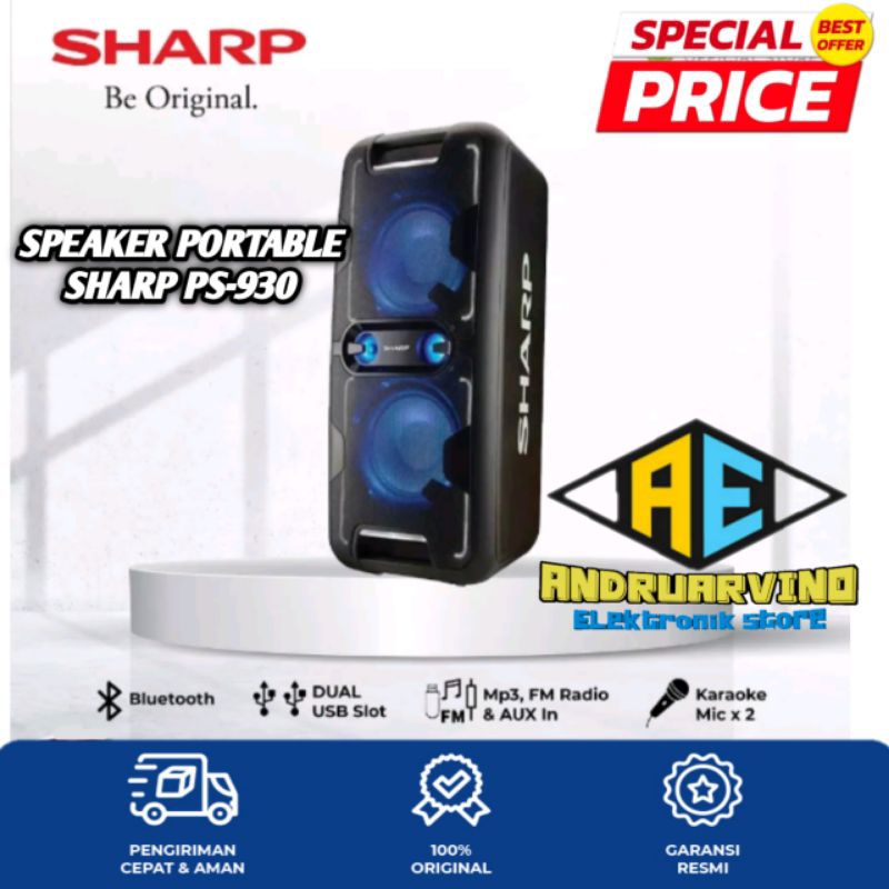 SHARP AUDIO SPEAKER PS-930 PORTABLE BLUETOOTH KARAOKE PS930