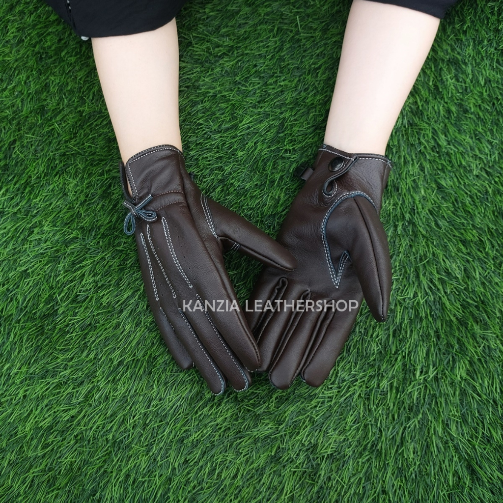 Sarung Tangan Kulit Wanita Kanzia Leathershop Model Tali Sepatu