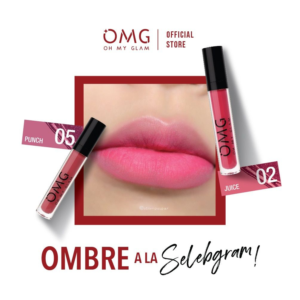 ( 2 PCS PAKET ) Ombre Lipstik OMG OH MY GLAM | Lipcream OMG Ombre Coffee Edition | Ombre Lips OMG