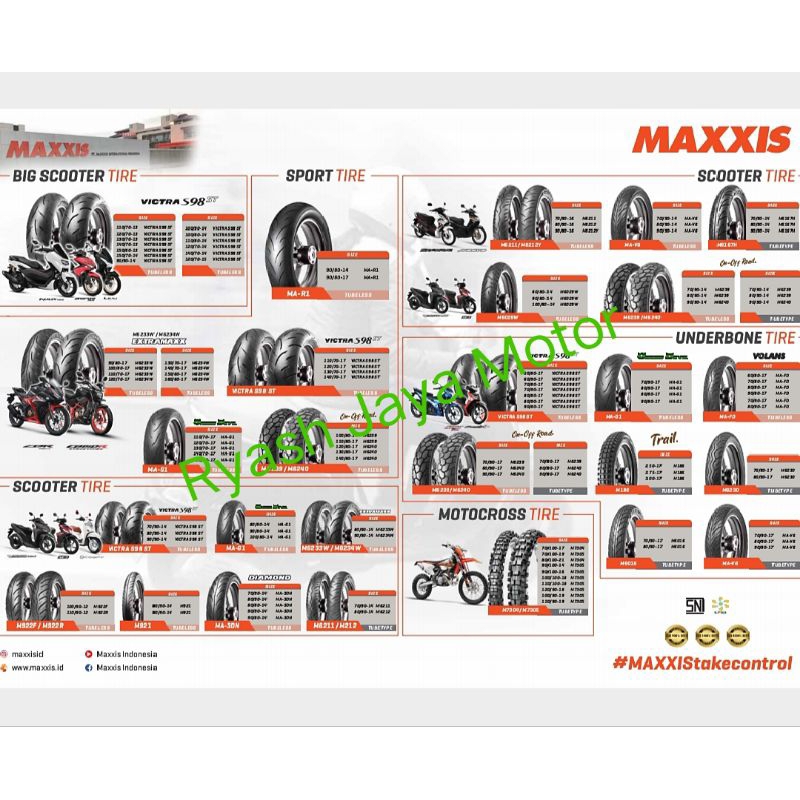 Paket Ban tubeless Maxxis 80/80-14 &amp; 90/80-14 for Beat f1/esp/vario f1/esp/mio smile/J/GT/M3/Z/S