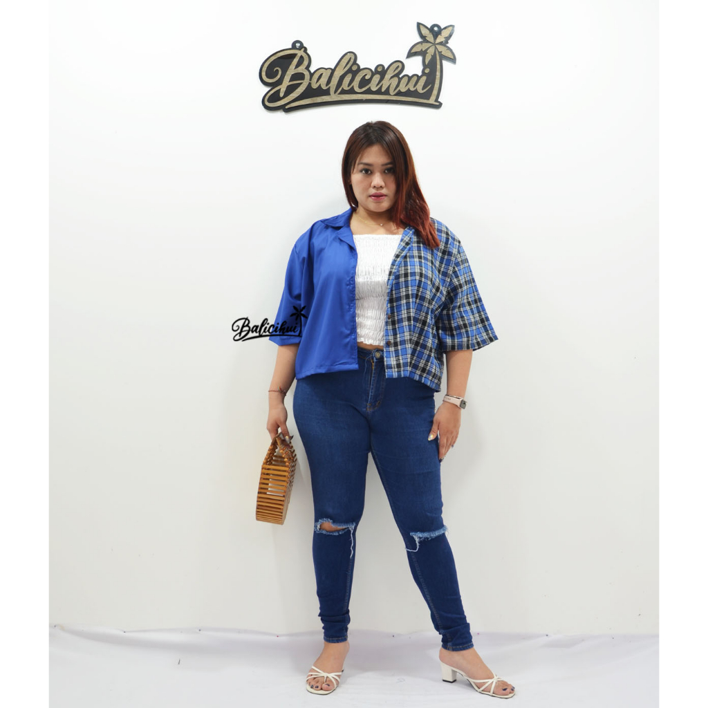 Balicihui Outer Cardigan 2 Tone Plus Size Jumbo Big Size