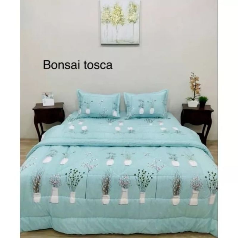 Bedcover+sprei ukuran 180x200x40/200x200x45  bahan katun cvc sprei homemade